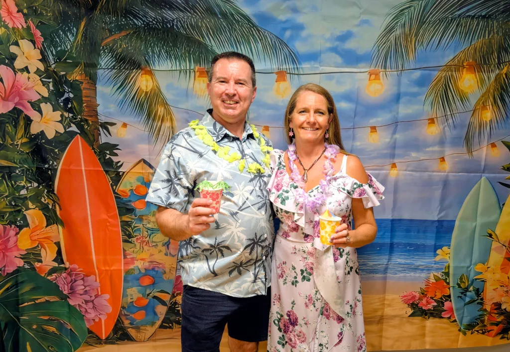 Mark and Teresa dressed up for the Summer Sizzler
